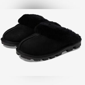 Women's UGG Coquette Black Fur-Lined Slippers Size 9